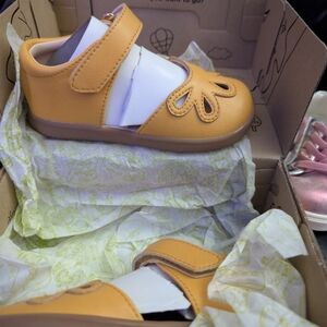 Livie & Luca Mustard Kids Slippers with Petal Design